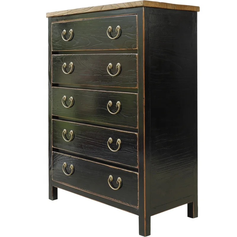 Chest of drawer modern style quality solid wood storage cabinet customizable wood cabinet distressed finish paint cabinet