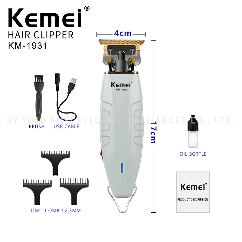  Kemei KM-1931 полые режущая головка машинка для стрижки волос Многофункциональный белый