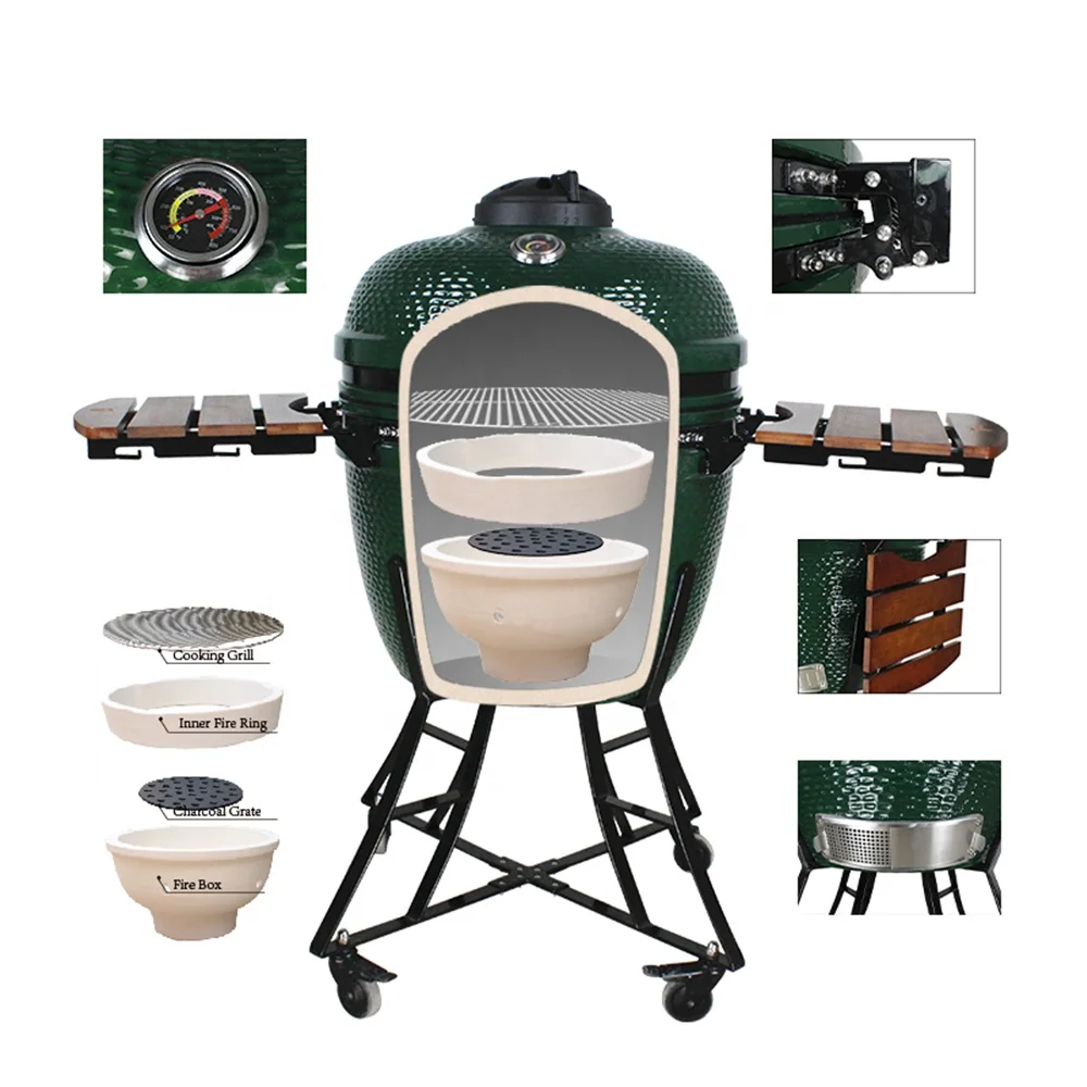 SEB KAMADO 24 inch Outdoor Kitchen Large Green Ceramic BBQ Balcony Bbq Grill Kamado Grills