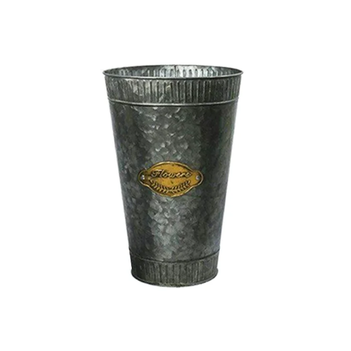 Galvanized Vase Farmhouse Metal Decorative Pitcher Vintage Rustic Country French Bucket