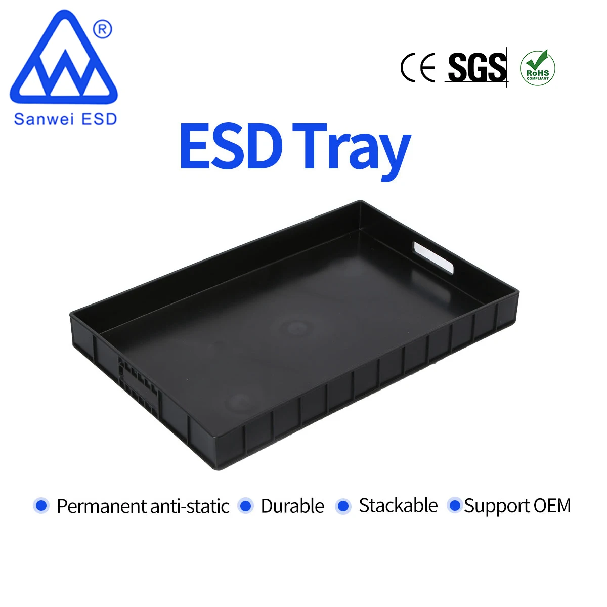 Черный антистатический пластиковый лоток для хранения печатных плат, проводящий лоток