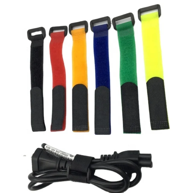 self adhesive nylon hook and loop cable ties fasteners strap belt ultra thin and soft cable management loop and hook cable tie