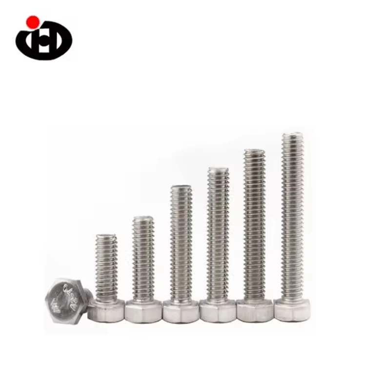 JINGHONG 304 Stainless Steel Hexagon Bolt DIN933 Hexagon Single Screw Lengthened Screw M5 M6 M8 M12 M16 M20