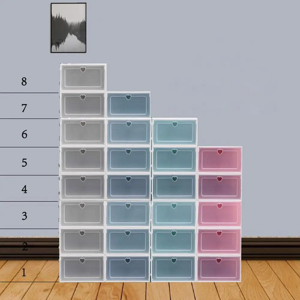 FS303 Hard Plastic Combination Shoe Box Transparent Foldable Shoes Storage Box Stackable Transparent Storage Box High Quality