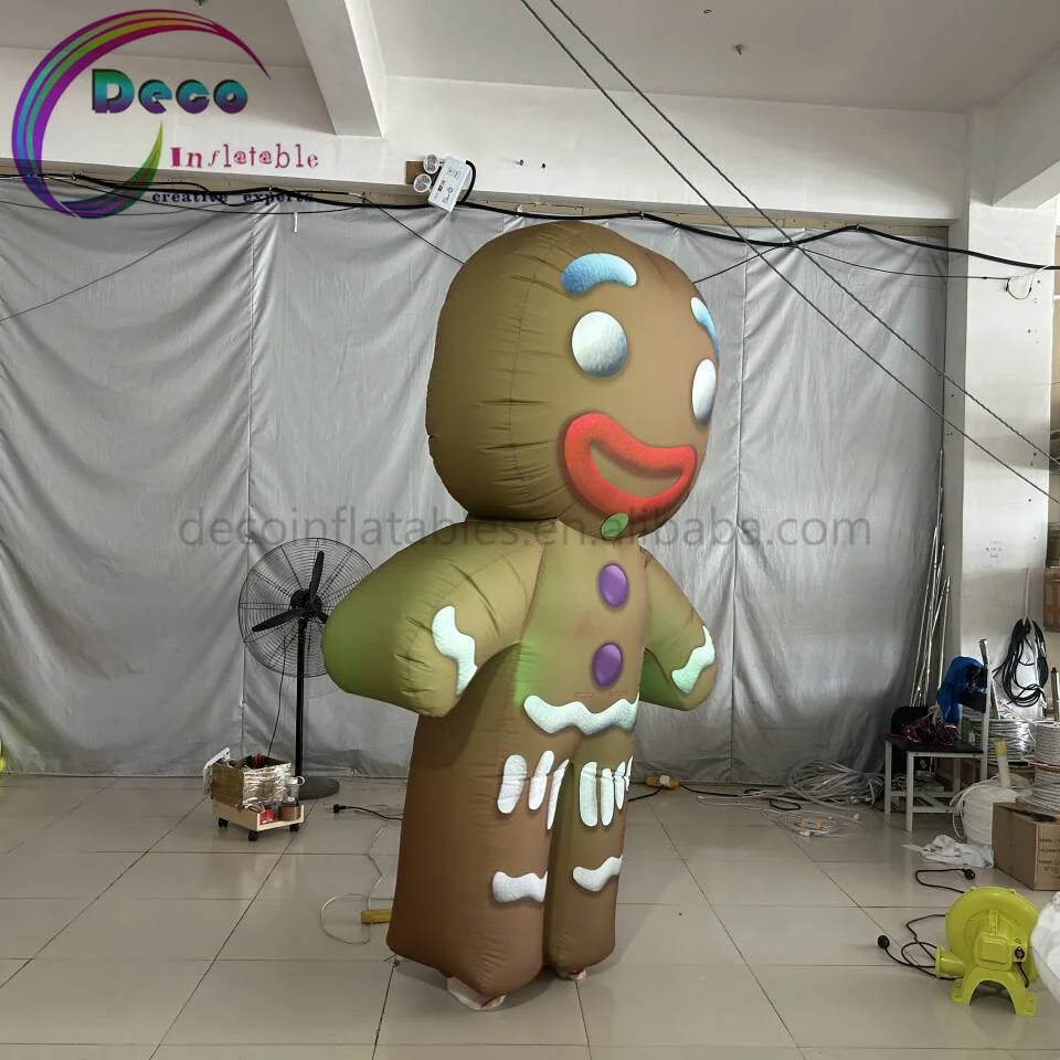 Custom Yellow Gingerbread Costume  Inflatable moving cartoon with LED Lights for Outdoor Parade & Stage Performances Advertising