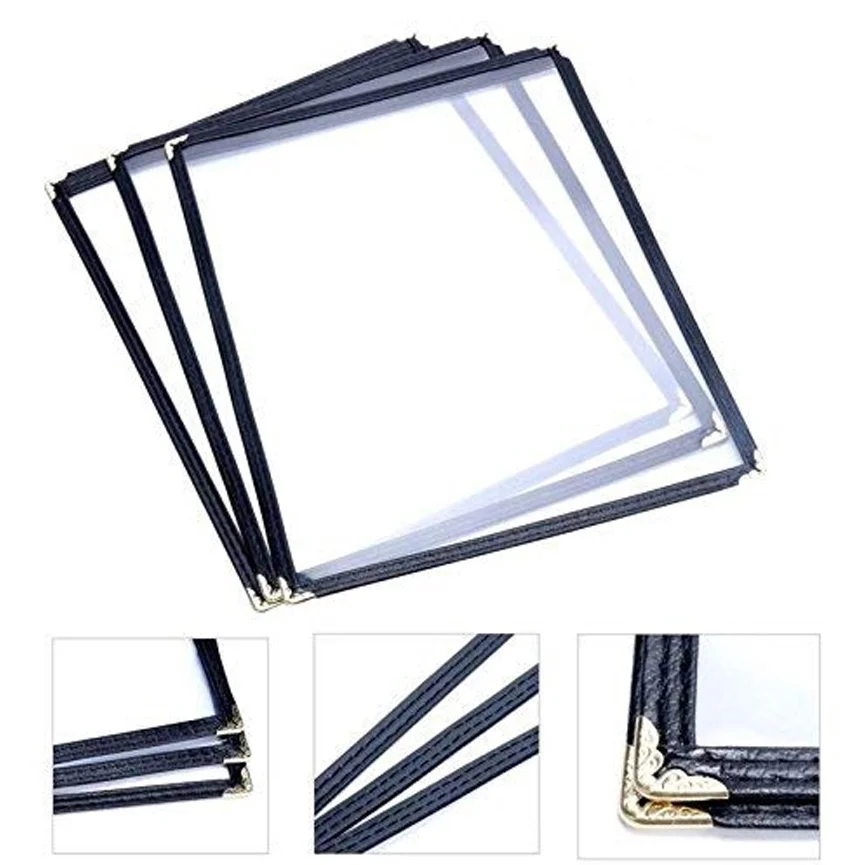 Custom 2 Views PVC Plastic Frame A4 Restaurant Menu Covers For Hotel And Cafe