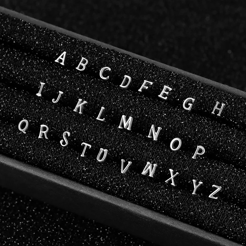 925 Solid Sterling Silver Needles Ear Piercing Bar Alphabet Stick Earrings for Women Anti Allergy Body Pierce Jewelry