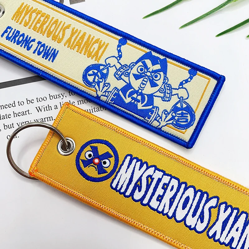 Cheap Promotional Gifts Custom Fabric Tag Woven Keychain Fabric Keychain Embroidery Keychain