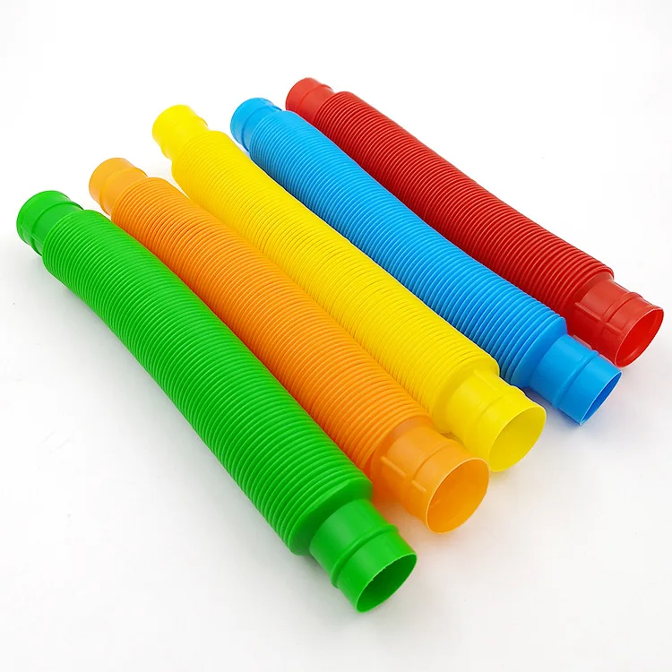  Kids Plastic Stretch Toy Fidgets Pipe Autism Sensory Tubes Adult Colorful Stress Relief Fidget