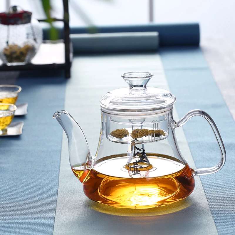 High Borosilicate Glass Filtering Tea Maker Teapot clear Tea Set