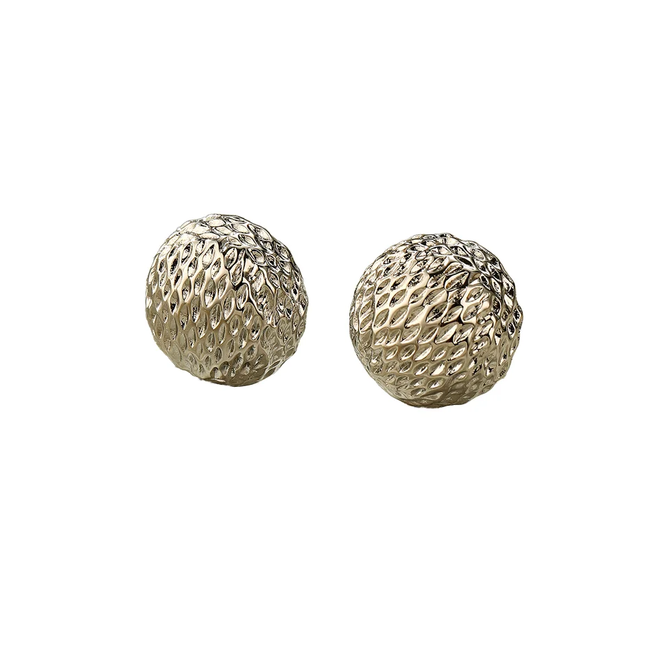 French delicate carved hemispherical stainless steel stud earrings women hypoallergenic luxury geometric earrings wholesale