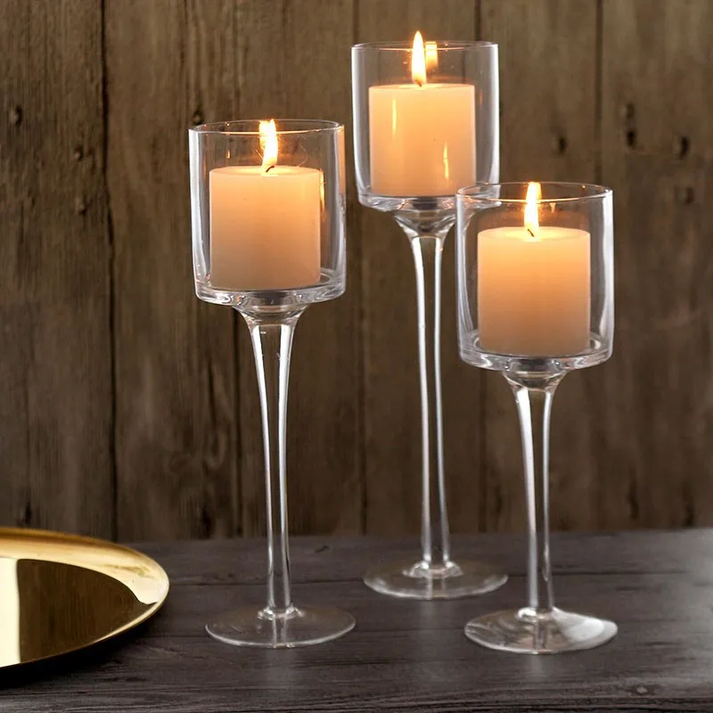 Wholesale 3 in 1 set Event Wedding Decoration Supplies Wedding Centerpieces glass Candle Holder set Candle Holder