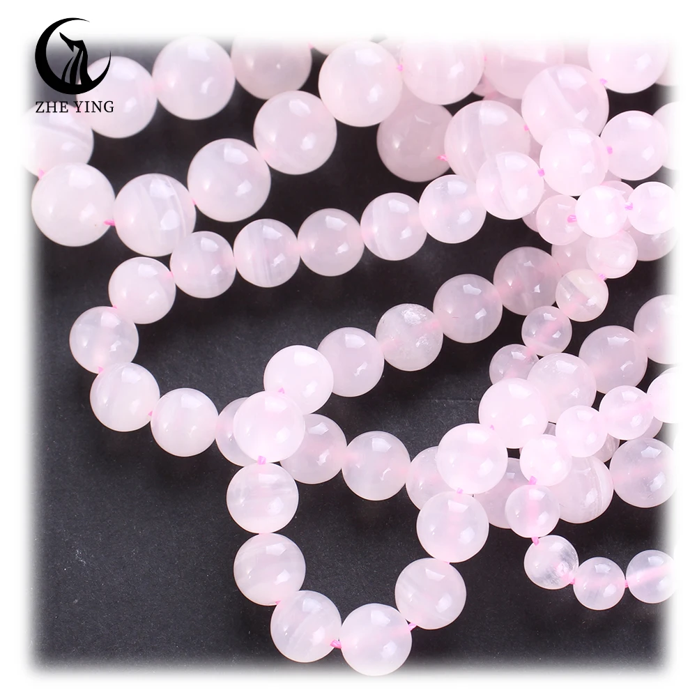 Zhe Ying 6/8/10 мм розовые бусины из кальцита круглые гладкие каменные бусины для изготовления ювелирных изделий розовые бусины из кальцита
