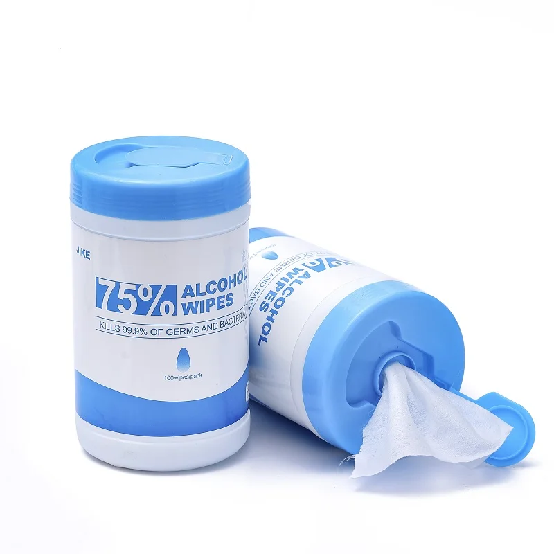 custom logo wedding supplies for disinfecting 75% alcohol wet tissue paper with barrel canister