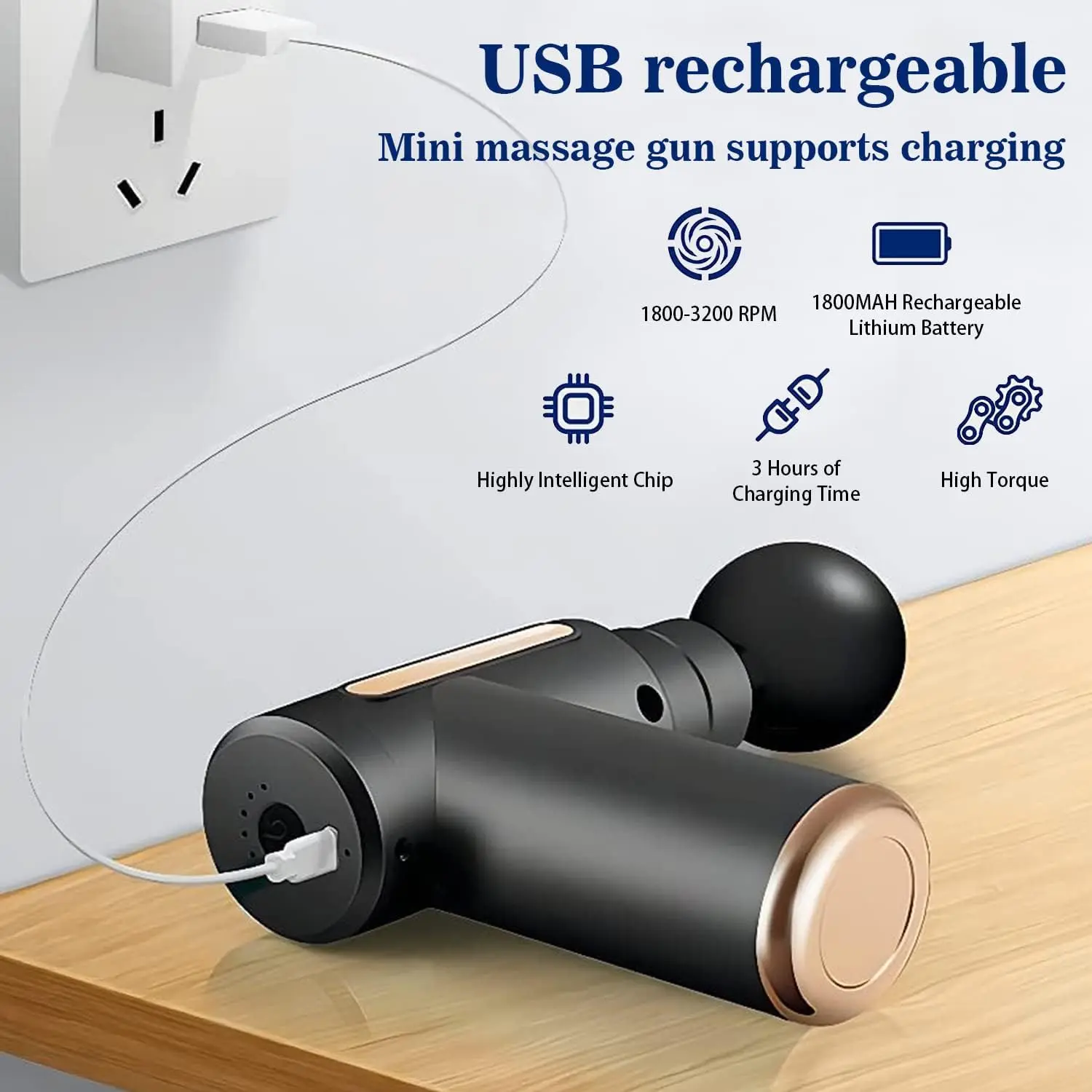 4 Heads Vibration Latest Body Mini Massage Gun Relax Muscle Massage Gun With USB