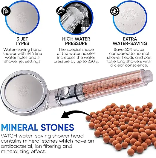 Negative Ion Mineral Balls Shower Filters Replacement  Purifies Shower Water  for Bath Room Ionic Filter Handheld Shower Head