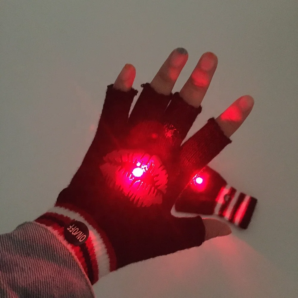 Valentines Day Knitted Mitten LED Lighted Gloves