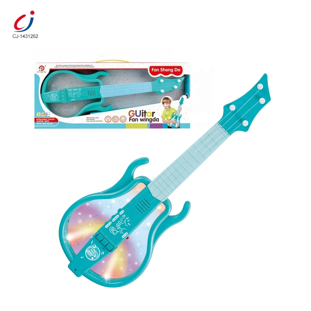 High quality plastic play musical educational guitar toys for kids with light