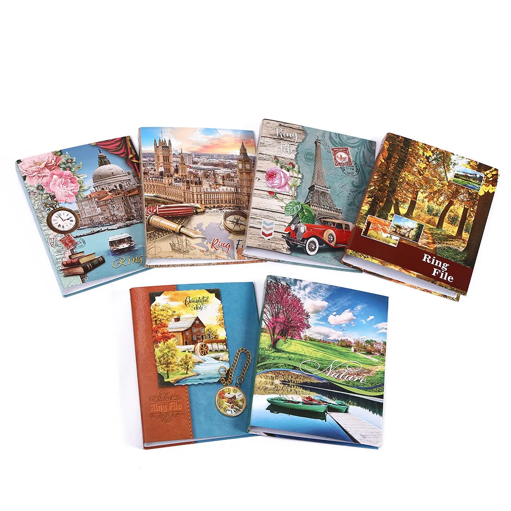 office accessories A4 size Architectural style hard customizable PP cover Folding 4 holes 2D Rings File Folder