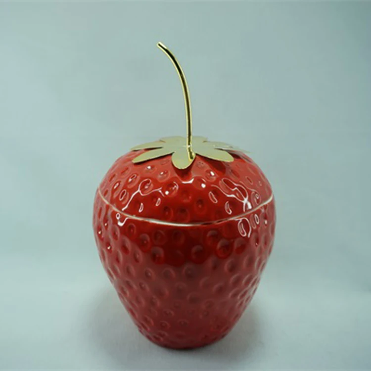 Small Ceramic Tea Canisters with Lid Persimmon Shaped Porcelain Loose Jars Tins Food Storage Jar Sugar Bowl Seasoning Pot