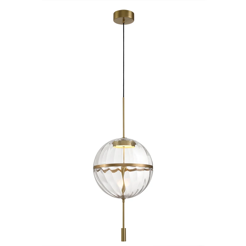 Modern nordic luxury designer kitchen island pendant lamp iron gold brass color clear globe glass dining room led pendant light