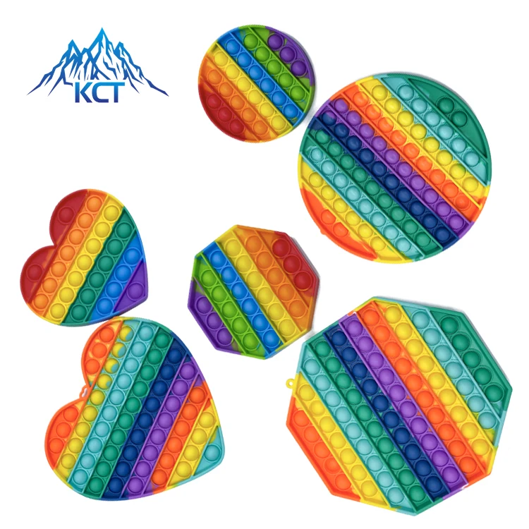 Amazon hot-selling push-pull solenoid valve toy silicone 2 pack push bubble sensory restless toy Push broom