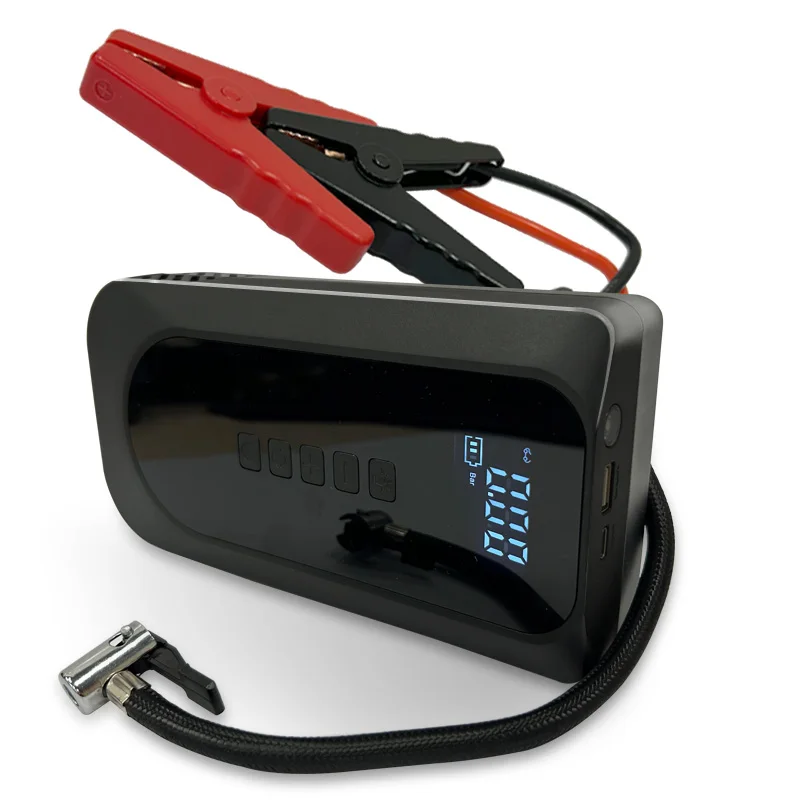 High power 4-in-1 6000mah power bank jump starter booster air pump with flashlight jumper cable