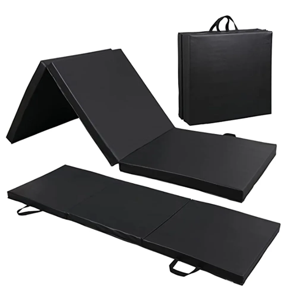 BBCare 180x60cm Tri-Fold Thick Gymnastics Exercise Mat with Carrying Handles for MMA & Core Workouts