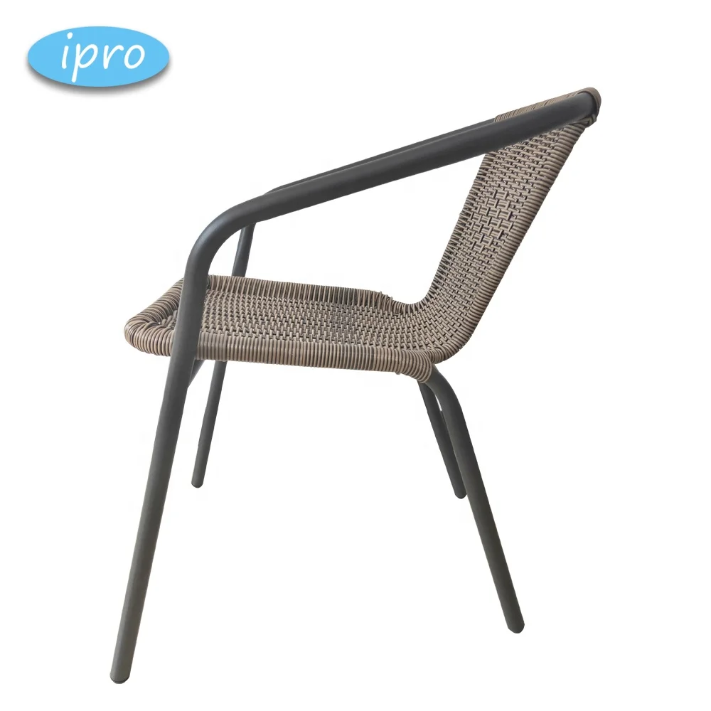 French Chairs Bistro Cheap Wicker Table And for Balcony Outdoor Furniture Power Coating Metal Garden Rattan Chair