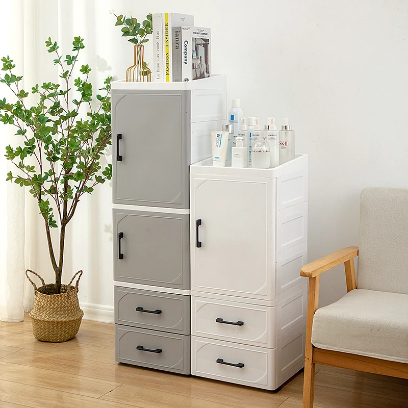 Kitchen Bedroom Plastic Storage Dresser Cabinet with Drawers for Clothes Toys Sundries