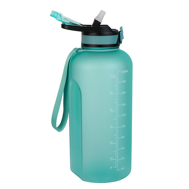 new invention gym water bottle 2.2l, 74oz motivational water bottles with time marker, bottle 2000ml bpa free for sports