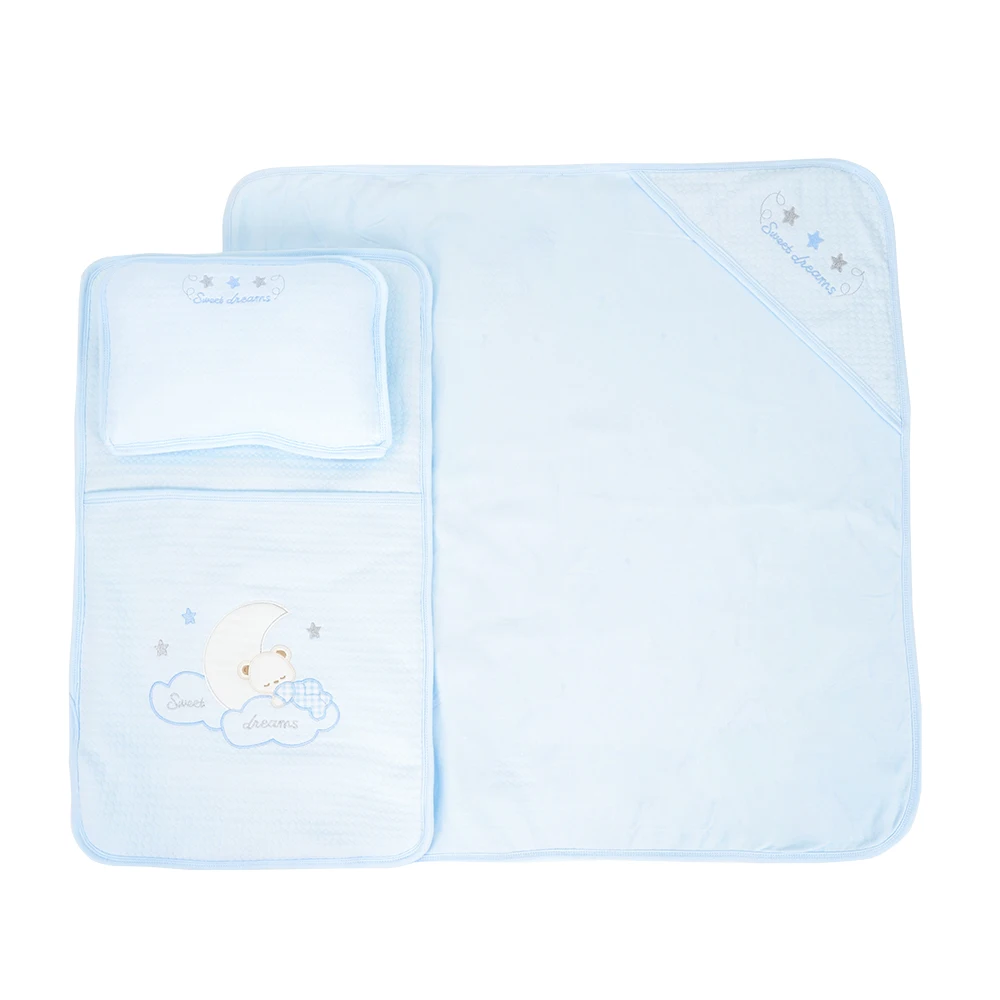 2024 Autumn Newborn Baby 3-Piece Bed Set Includes Pillow, Swaddle, & Blanket, Sunnozy Brand, 4-Season Use