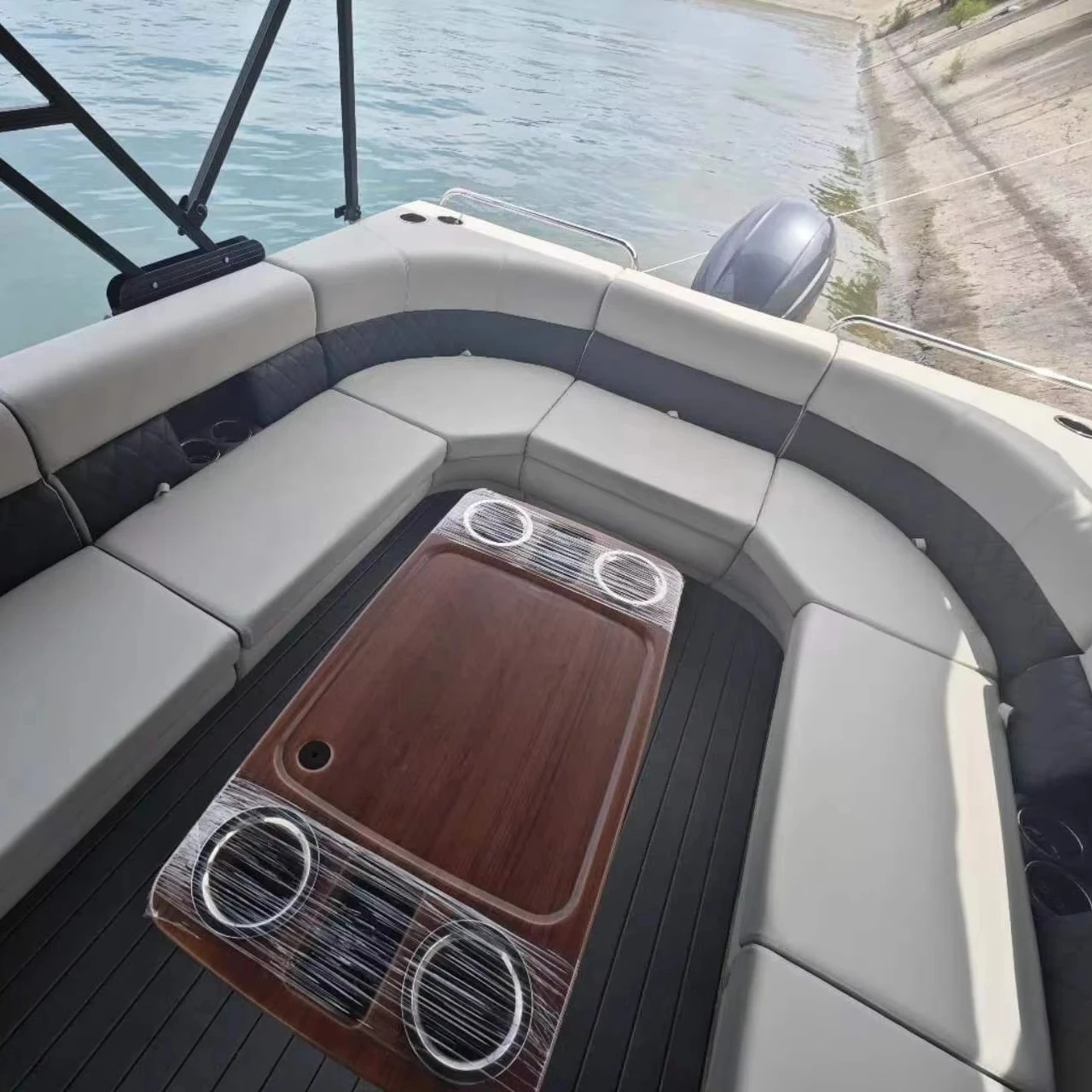 New design 30ft Fiberglass luxury series lake&river relaxing water party leisure pontoon boat hot sale