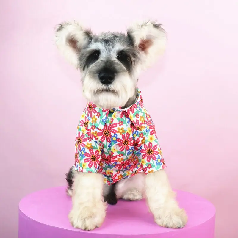 Dog cat clothes Summer thin breathable pet T-shirt Fashion Flower Print Pet T-Shirt
