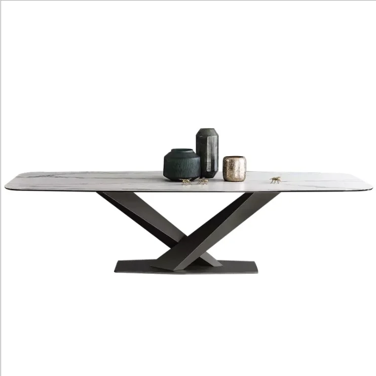 
Hot Sell Stainless Steel Square Marble Dining Table Set Furniture Imported Modern Dine Room Chaires Dining Tables 