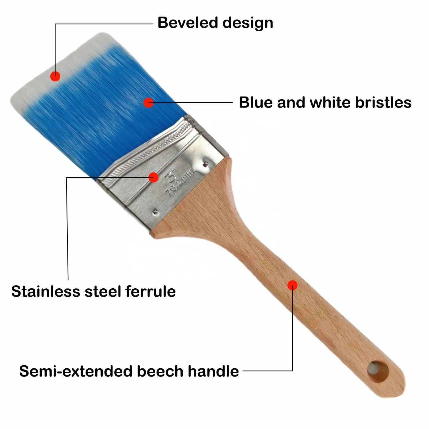 Industrial Beech Handle Synthetic Filament Paint Brush Home Wall Decoration Painting Brushes