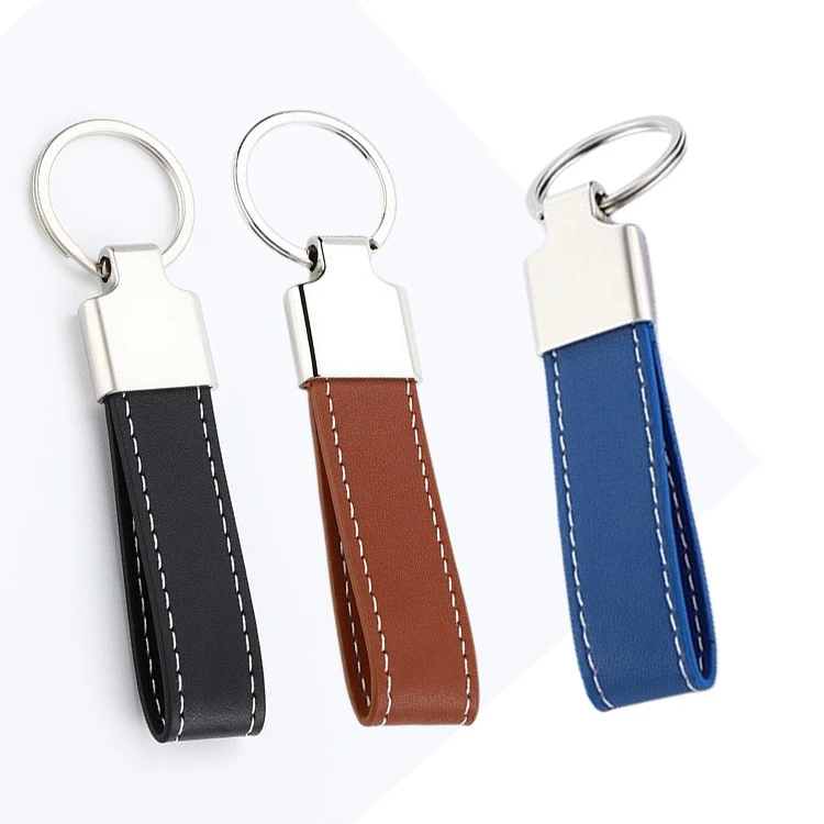 5 colors PU faux luxury  charm accessories car leather keychain with logo customized