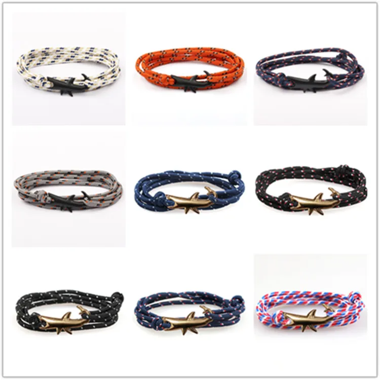 More color Available Adjustable Natural Rope Shark Anchor Bracelet for men women
