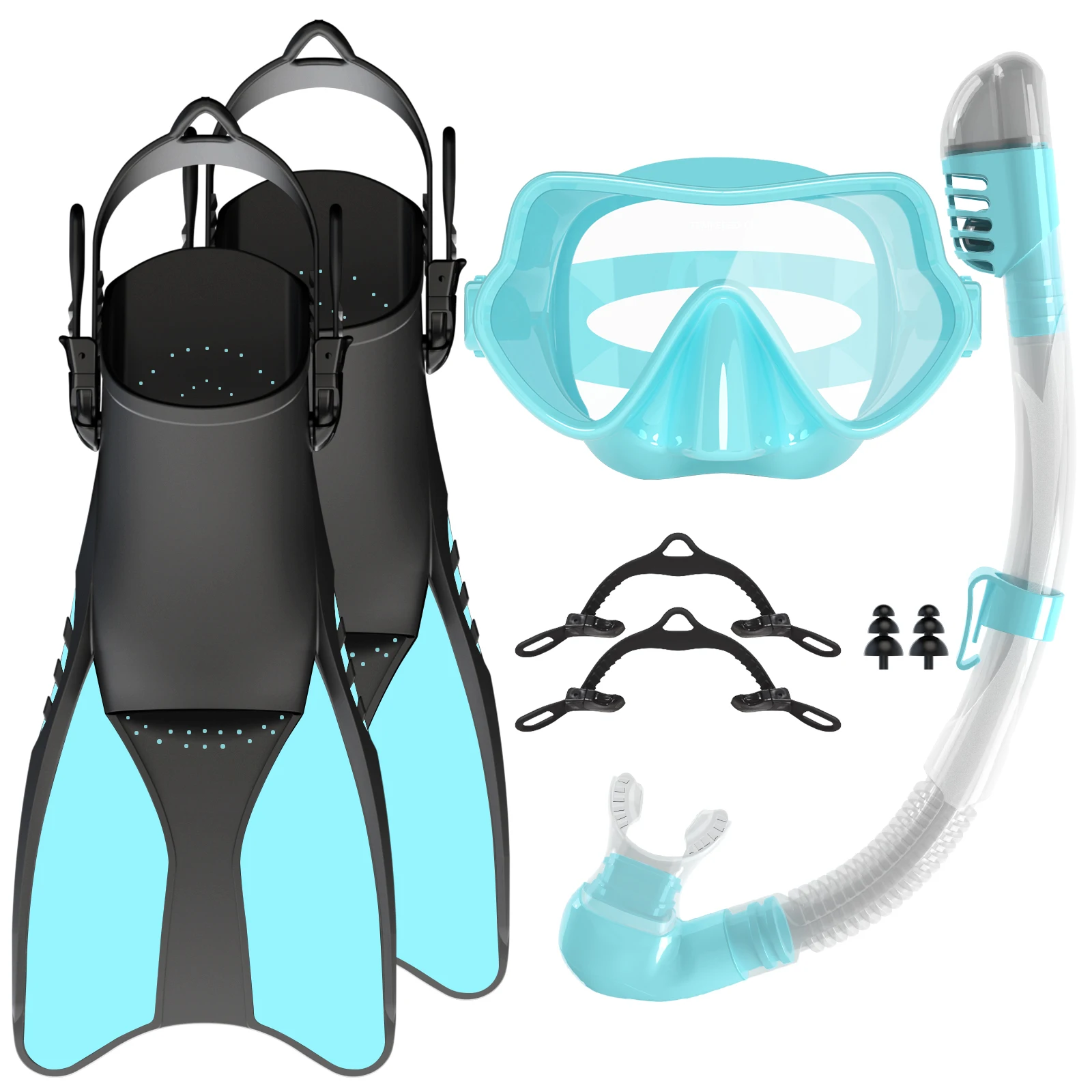 Cheap Dry Top Anti Fog Scuba Diving Mask Fins Flippers Snorkel Set with Panoramic View Dive Snorkeling Gear for Adults Kids