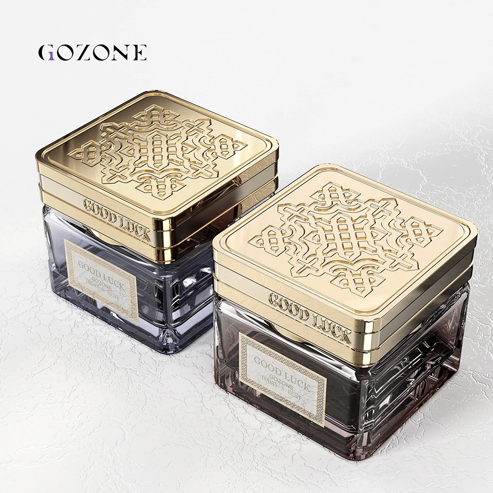 Wholesale Wide Mouth  Srcrew Cap Decorative 50G Black Unique Brown Custom Square Empty Bakhoor 1 Oz Glass Jar With Lid