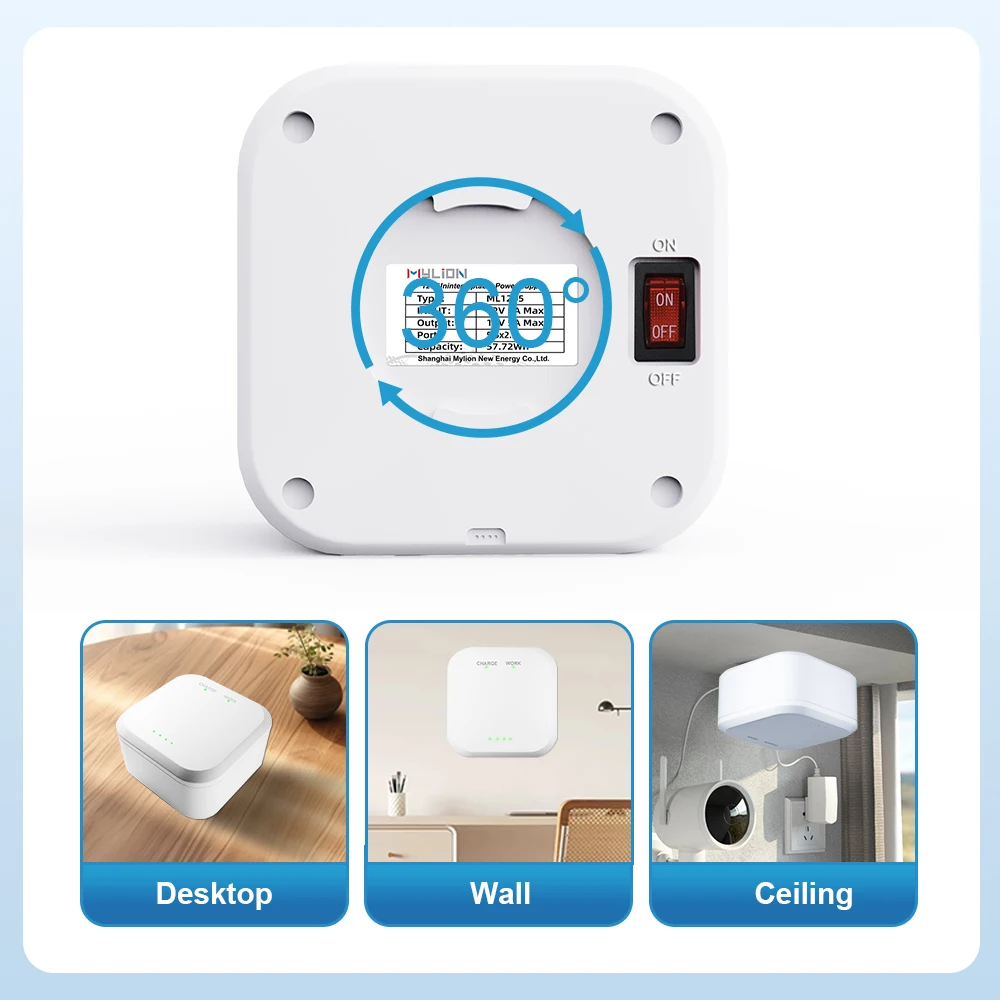 Mylion 12V 5A Mini DC UPS 77.7Wh 21000mAh Smart Adapter Rechargeable Battery Backup for WiFi Router