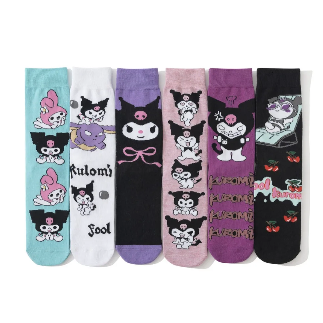 HY-4232  New 2024 Long tube Kuromi Socks Man Long tube Anime Movie Socks Men Cotton Crew Socks man
