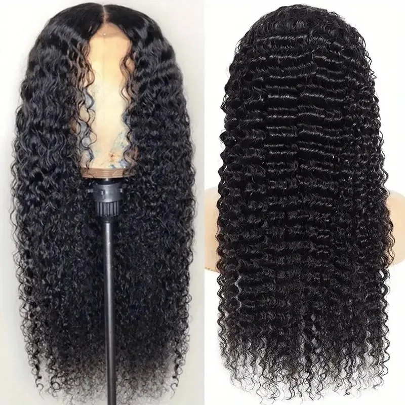 Wear And Go Glueless Full Lace Frontal Wigs Deep Curly Raw Indian Hair Wigs Pre Pluck HD Transparent Lace Front Wigs Human Hair
