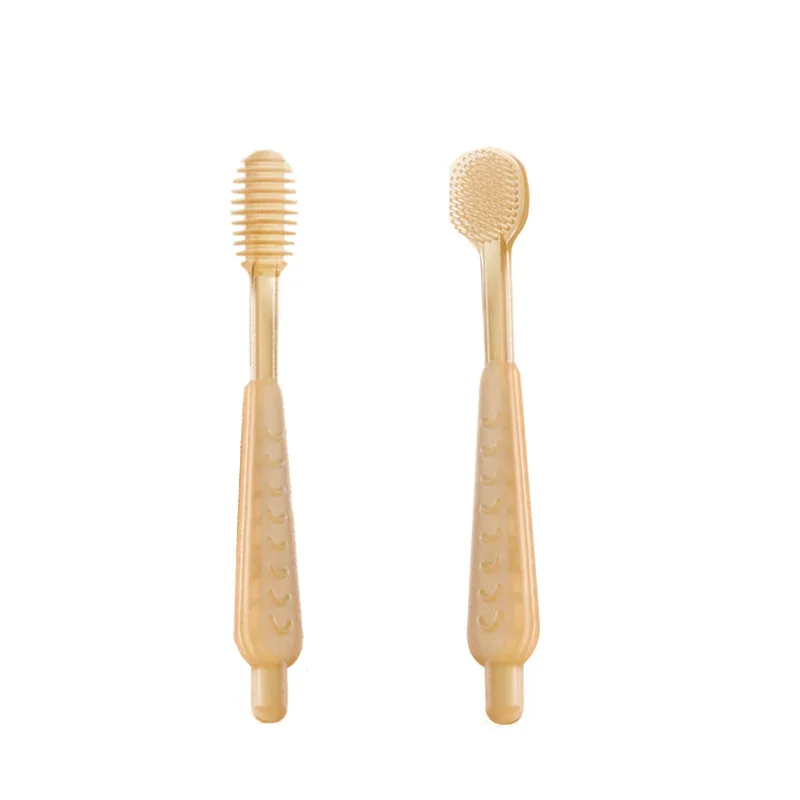 Baby Soft Bristle Toothbrush and Silicone Tongue Brush Infant Toddler Oral Care Toothbrush Training Teeth Brushes with Cover