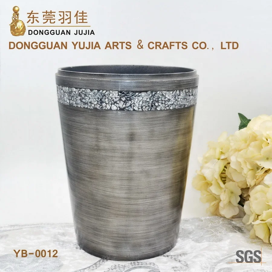 
Antique Black Decorative Resin Dustbin With Gold Flower 