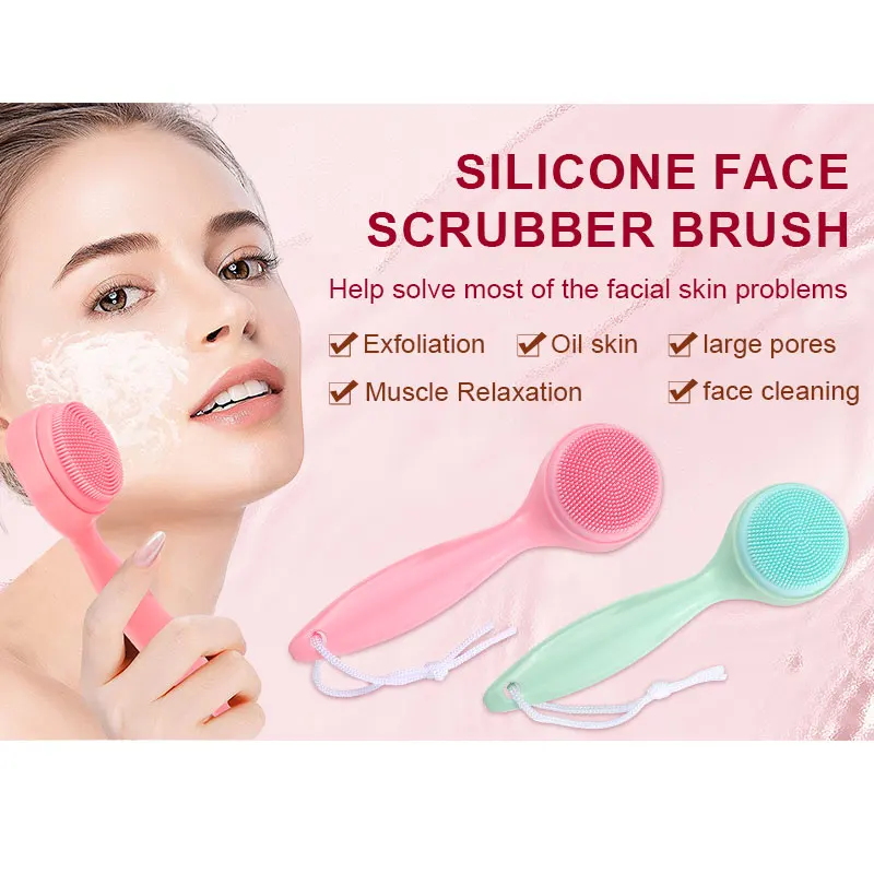 Portable Food Grade Silicone Face Brush Cleanser Skin Care Exfoliating Blackhead Facial Cleansing Scrubber Soft Bristles Brushes