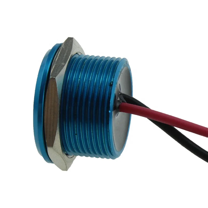 USYUMO YD19-10B 100mA 24VDC Blue aluminium 19mm mounting hole diameter piezo switch