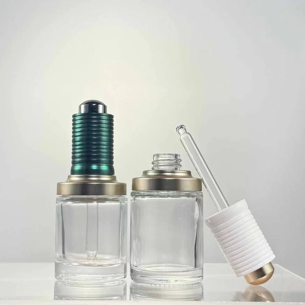 Off the shelf new thread pressure pump dropper bottle 30ml glass essence sub bottle
