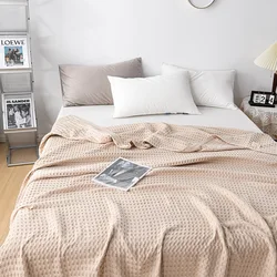 Customization Soft Solid Color Home Decor Woven Plaid Summer Cool Muslin 100% Cotton Gauze Waffle Throw Blankets