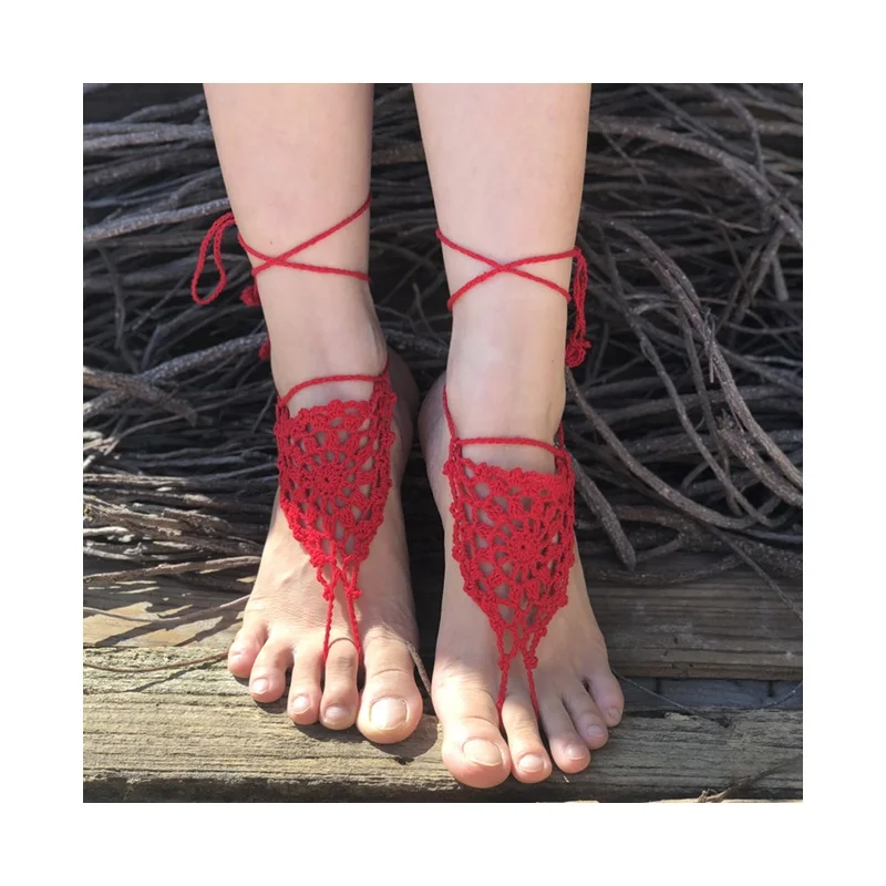 2022 Fashion Knit Crochet Barefoot Sandals Beach Anklet Women Foot Chain Bracelet Jewelry